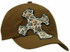 Womens Cross Overlay Crystal Adjustable Hat (Brown, One Size)