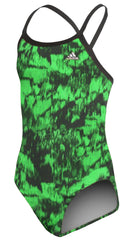 Girls Vortex Back Equinox Camo Print One Piece Swimsuit