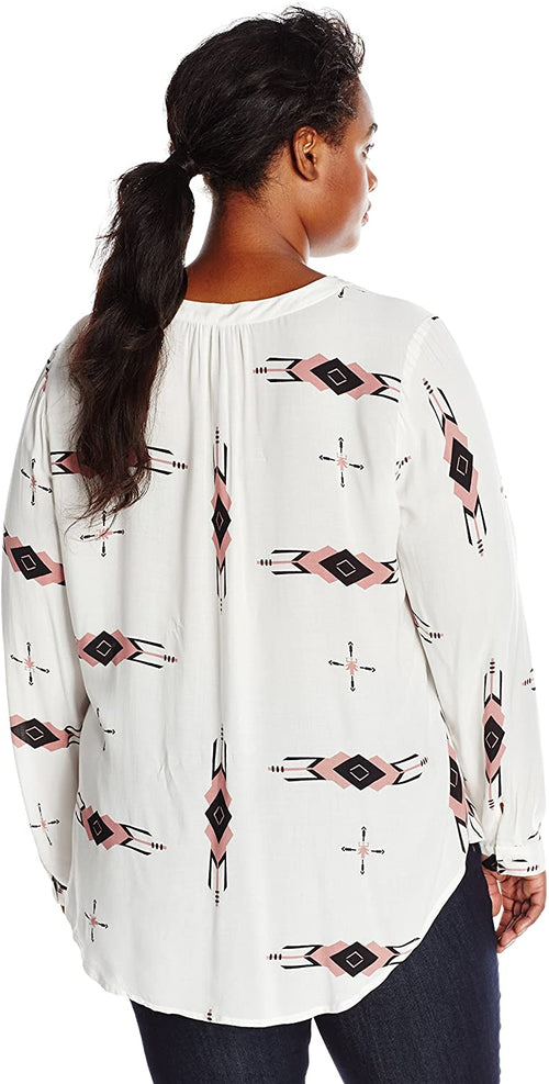 Womens Plus-Size Takara Printed Twill Long Sleeve Shirt