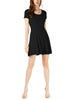 Bar III Womens Ribbed Fit & Flare Dress (Deep Black, Small)