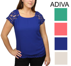 Adiva Womens Blouse with Crochet Sleeves