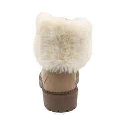 Union Bay Womens Charlotte Suede Faux Fur Lace Up Ankle Bootie