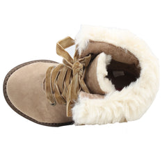 Union Bay Womens Charlotte Suede Faux Fur Lace Up Ankle Bootie