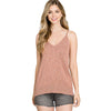 Be Cool Womens Long V-Neck Slub Texture Loose Fit Tank Top