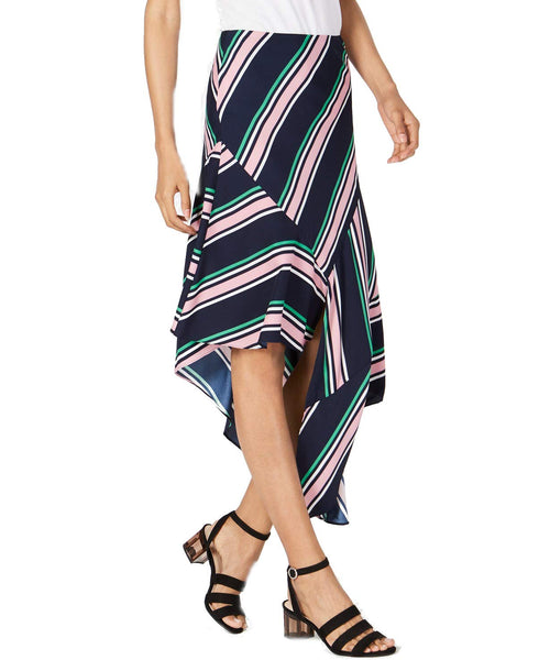 Bar III Womens Striped Asymmetrical Maxi Skirt
