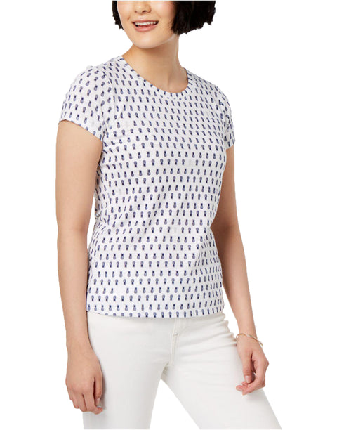 Maison Jules Womens Printed Easy Fit V-Neckline T-Shirt