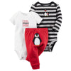 Baby Boy's 3-Piece Matching Outfit Set (2 Bodysuit Tops and 1 Pant)