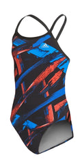 Girls Code of Tribe Print Open Back One Piece Swimsuit