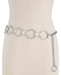 Steve Madden Womens Circle-Link Chain Belt (Silver)