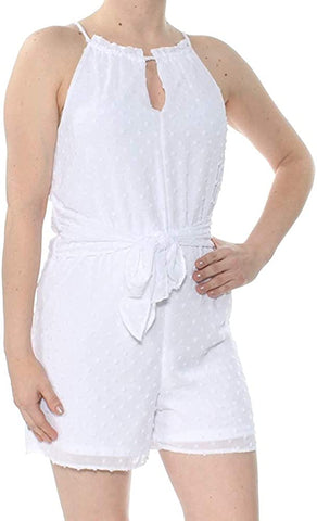 Bar III Womens Swiss Dot Halter Romper (Bright White, XX-Large)