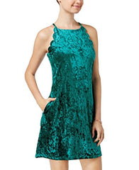 BCX Juniors' Scalloped Velvet Dress