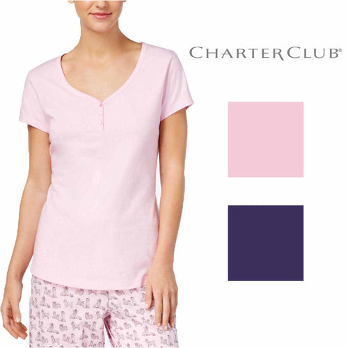Charter Club Women's V-Neck Soft-Cotton Pajama Top
