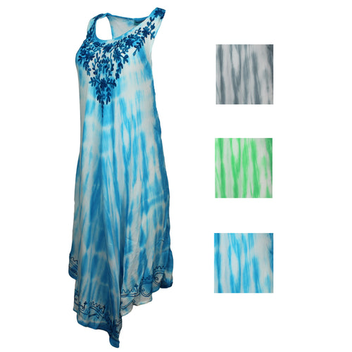 Aqua Blue Womens Sleeveless Linen Cover Up Dress