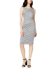 Bar III Womens Heathered Ruched Sleeveless Dress