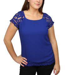 Adiva Womens Blouse with Crochet Sleeves