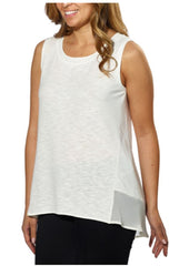 Adrienne Vittadini Womens High-Low Sleeveless Blouse Top