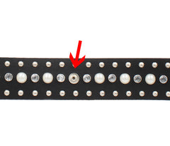 Steve Madden Stud & Imitation Pearl Belt New With Defect (Black, X-Large)