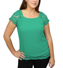 Adiva Womens Blouse with Crochet Sleeves