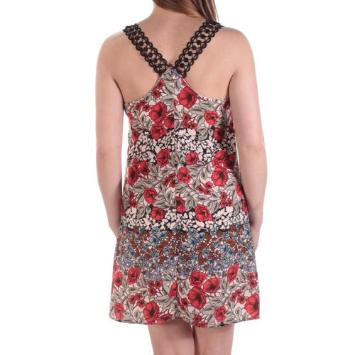 B DARLIN Womens Red Floral V Neck Sleeveless Dress New Without Tags (Red,11/12)