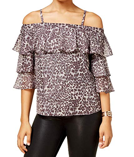 BCX Women's Cheetah Print Off-Shoulder Blouse(Cheetah, Small)