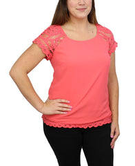 Adiva Womens Blouse with Crochet Sleeves