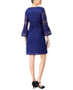 Alfani Womens Petite Crochet Bell-Sleeve Shift Cocktail Dress (Blue, 2P)