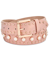 Steve Madden Imitation Pearl & Rhinestone Metallic Belt