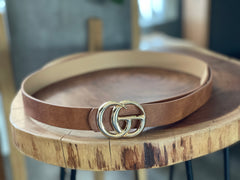 Womens One Size Belt, Gold Toned Buckle; Brown, Leopard, Black OR Ivory