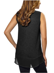 Adrienne Vittadini Womens High-Low Sleeveless Blouse Top