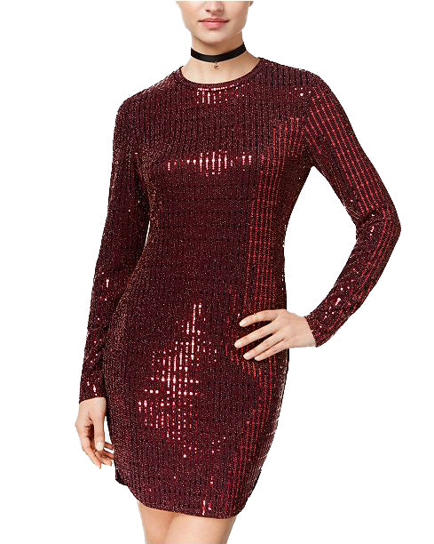 B Darlin Juniors' Disco-Dot Bodycon Dress New Without Tags (Wine /Gold, 5/6)