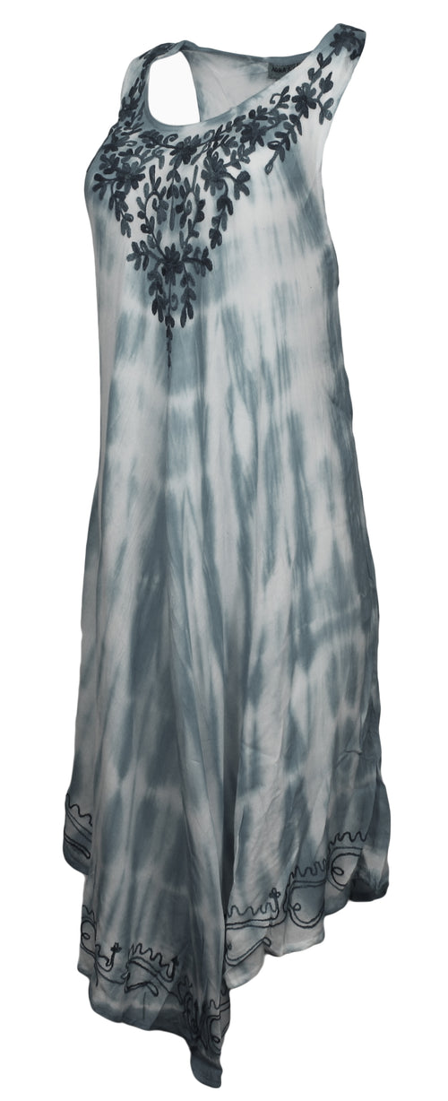 Aqua Blue Womens Sleeveless Linen Cover Up Dress