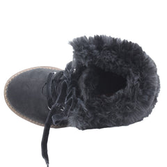 Union Bay Womens Charlotte Suede Faux Fur Lace Up Ankle Bootie