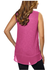Adrienne Vittadini Womens High-Low Sleeveless Blouse Top