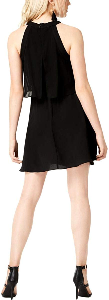 Bar III Womens Sleeveless Halter Dress (Black,Large)