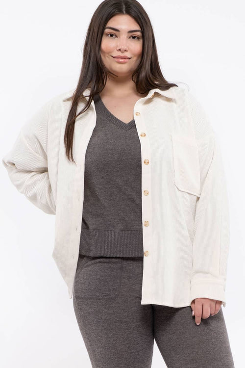 By The River Womens Button Up Corduroy Jacket