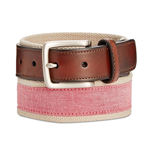 Club Room Mens Chambray Slim Casual Belt Red 44