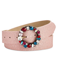 Steve Madden Imitation Pearl & Rhinestone Metallic Belt